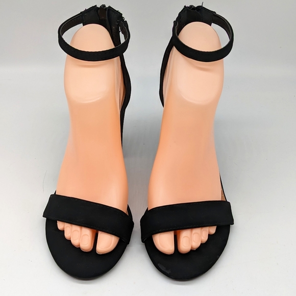 TOP Moda Hannah Heels Black With Ankle Straps Women's Size 7 - Picture 2 of 8